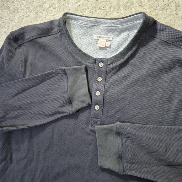 Carbon 2 Cobalt Other - Carbon 2 Cobalt Henley Shirt Mens XL Black Cotton Heavy Preppy Minimal Outdoor